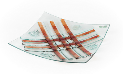 Glass bowl with woven colour accents 27 x 27 cm (W x D)