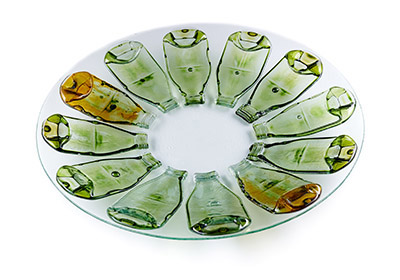 Plate with Green Bottles (diam. 41 cm)